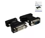 Adaptér monitoru DINIC z konektoru VGA do zásuvky DVI-I, černý, krabička DINIC s eurootvorem